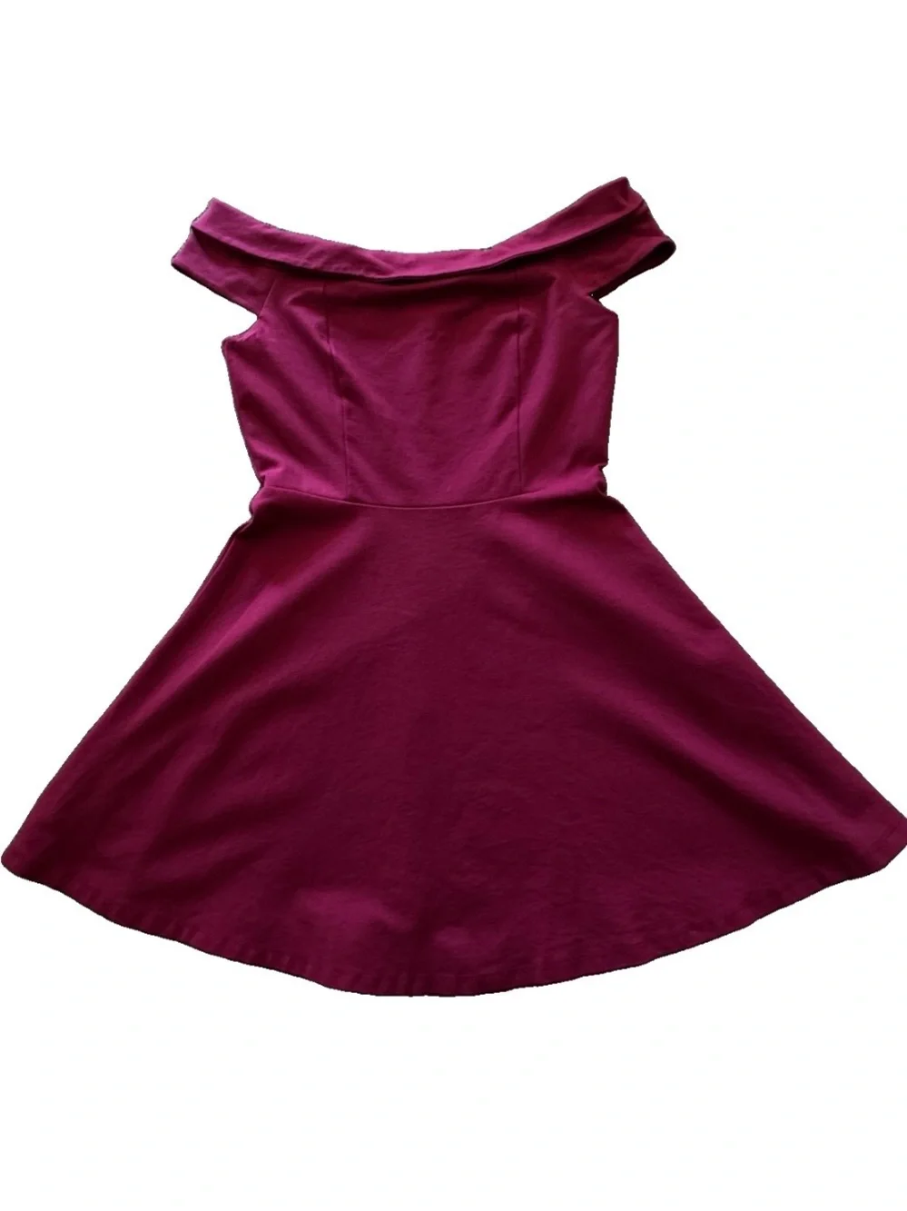 Lulus Season of Fun Off the Shoulder Skater Dress Size M Magenta Fit and Flare